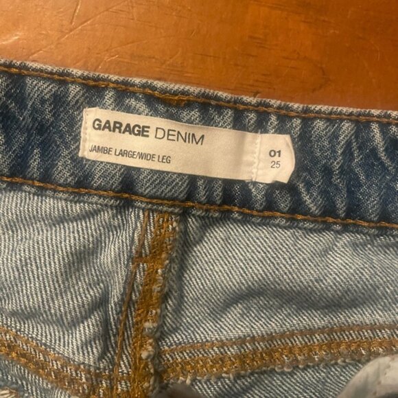 Garage Wide Leg Frayed Hem Jeans 25 x 26 Size 1 - Picture 3 of 6